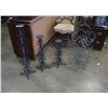 Image 1 : 3 decorative metal candle stands and wine rack