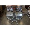 Image 2 : ROUND GLASSTOP PATIO TABLE WITH 2 METAL CHAIRS