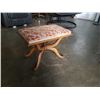 Image 1 : VINTAGE WOOD FOOTSTOOL - STITCHED CUSHION