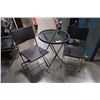 Image 1 : 3 PIECE WICKER LOOK GLASSTOP FOLDING PATIO BISTRO SET