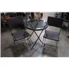 Image 2 : 3 PIECE WICKER LOOK GLASSTOP FOLDING PATIO BISTRO SET