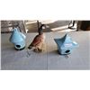 Image 1 : GOOSE FIGURE AND 2 CERAMIC BIRD HOUSES