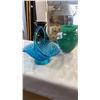 Image 2 : BOHEMIA GLASS VASE, BLUE GLASS BASKET AND EASTERN VASE