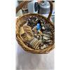 Image 2 : WOODEN BOX AND BASKET OF BEADED, STONE, ETC, OF JEWELLERY