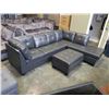 Image 1 : BRAND NEW 4 PIECE GREY AIR LEATHER SECTIONAL SOFA W/ REVERSIBLE CHAISE AND STORAGE OTTOMAN - RETAIL 