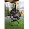 Image 1 : BRAND NEW MODERN RATTAN OUTDOOR TEAR DROP HANGING EGG CHAIR RETAIL $949 W/ GREY CUSHIONS - UV AND WA