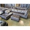 Image 1 : BRAND NEW 4 PIECE GREY FABRIC SECTIONAL SOFA W/ REVERSIBLE CHAISE AND STORAGE OTTOMAN - RETAIL $1999