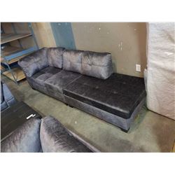 BRAND NEW 2 PIECE GREY FABRIC CHAISE LOUNGE