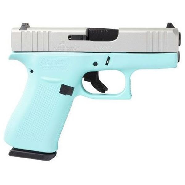 Glock 43X Semi-Auto 9mm Pistol. Duracoted Tiffany Blue