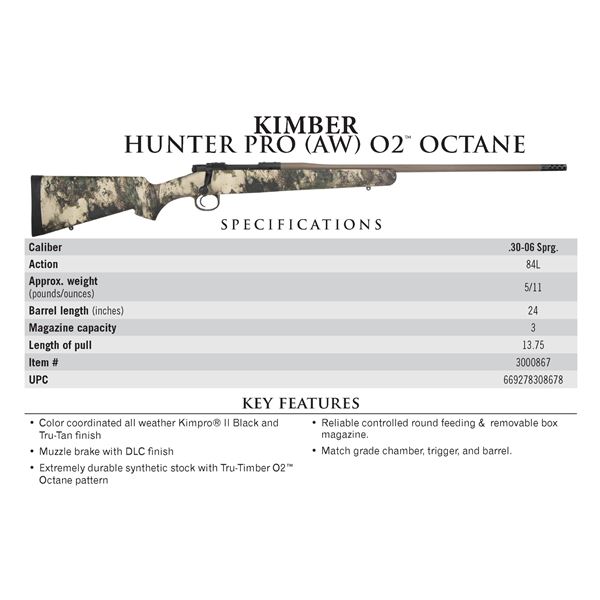 Kimber Package  Kimber Pro O2 Octane Rifle and a Kimber Micro9 Pistol