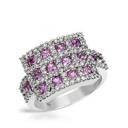 Natural 2.18 CTW Pink Sapphire & Diamond Ring 14K White Gold - REF-107M3F