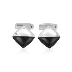 Natural 5 CTW Agate & Diamond Cuff Links 14K White Gold - REF-72Y2N