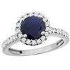 Image 1 : 1.43 CTW Blue Sapphire & Diamond Ring 14K White Gold - REF-116W2F
