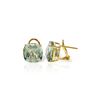 Image 1 : Genuine 7.2 ctw Green Amethyst Earrings 14KT Yellow Gold - REF-46M5T