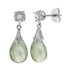 Genuine 6.06 ctw Green Amethyst & Diamond Earrings 14KT White Gold - REF-37T4A
