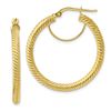 Image 1 : 10k Yellow Gold Twisted Round Omega Back Hoop Earrings - 3x25 mm