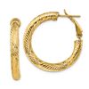 Image 1 : 14k Yellow Gold Diamond-cut Omega Back Hoop Earrings - 4x20 mm