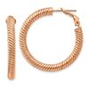 Image 1 : 10k Rose Gold Twisted Round Omega Back Hoop Earrings - 4x25 mm