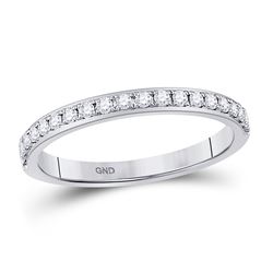 14kt White Gold Womens Round Diamond Wedding Single Row Band 1/4 Cttw