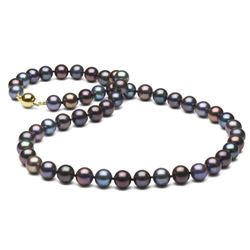 Black Freshwater Pearl Necklace, 8.5-9.0mm
