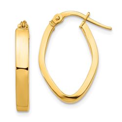14k Yellow Gold Small Oval Hoop Earrings - 3 mm