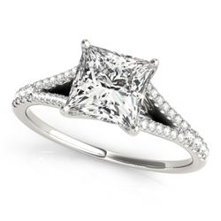 Natural 0.81 ctw Princess Diamond Ring 14k White Gold