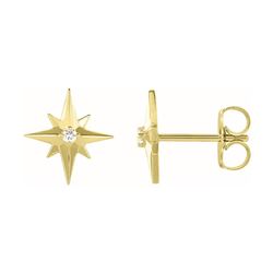 Natural 0.04 CTW Gold Star Diamond Earrings 18KT Yellow Gold