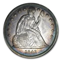 1842 Liberty Seated Dollar AU
