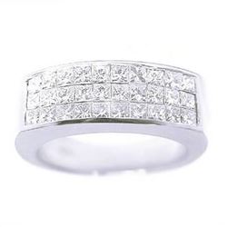 Natural 1.82 CTW Mens Princess Cut Diamond Ring 18KT White Gold
