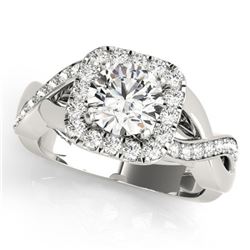 Natural 1.4 ctw Diamond Solitaire Halo Ring 14k White Gold