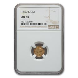 1850-C $1 Liberty Head Gold AU-50 NGC