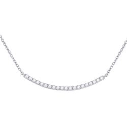 14kt White Gold Womens Round Diamond Curved Bar Necklace 1/2 Cttw