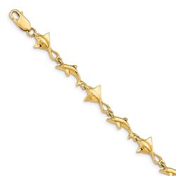 14k Yellow Gold Sea Life Bracelet - 7 in.