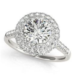 Natural 1.25 ctw Diamond Halo Ring 14k White Gold