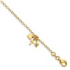 Image 1 : 14k Yellow Gold Heart Anchor Cross Dangle Bracelet - 7 in.