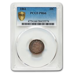 1861 Liberty Seated Dime PR-66 PCGS