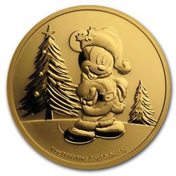 2019 Niue 1 oz Gold $250 Disney Mickey Mouse Christmas BU
