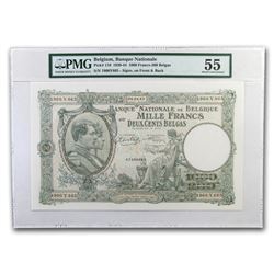 1939-44 Belgium 1000 Francs AU-55 PMG