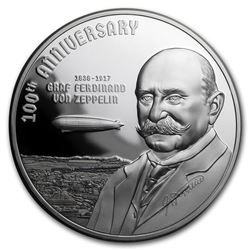 2017 Cook Islands 3 oz Silver 100th Anniv of Graf Zeppelin
