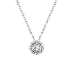 Natural 0.67 CTW Halo Diamond Pendant Necklace 18KT White Gold