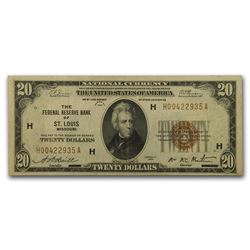 1929 (H-St. Louis) $20 Brown Seal FRBN VF