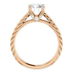 Natural 2.12 CTW Round Cut Rope Design Diamond Engagement Set 14KT Rose Gold