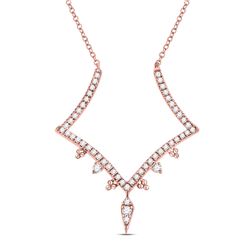 14kt Rose Gold Womens Round Diamond Fashion Necklace 1/4 Cttw