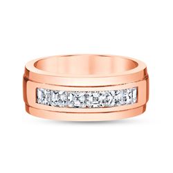 Natural 1.52 CTW Men's Asscher Cut Diamond Wedding Ring 14KT Rose Gold