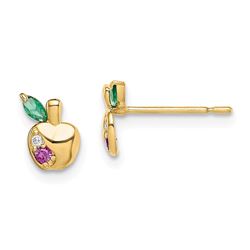 14k Yellow Gold Cubic Zirconia Apple Post Earrings - 58 mm