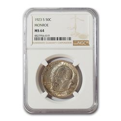 1923-S Monroe Doctrine Half Dollar Commem MS-64 NGC