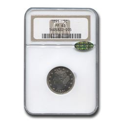 1891 Liberty Head V Nickel PF-63 NGC CAC