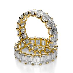 Natural 6.02 CTW U-Setting Emerald Cut Diamond Eternity Ring 18KT Yellow Gold