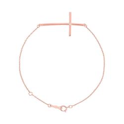 Natural 0.06 CTW Sideways Cross Diamond Bracelet 14KT Rose Gold