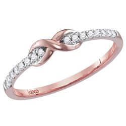 14kt Rose Gold Womens Round Diamond Infinity Stackable Band Ring 1/10 Cttw